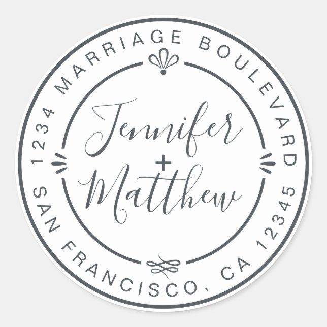 Sticker Rond Rustic Chic Mariage Monogramme Adresse de retour B (Devant)