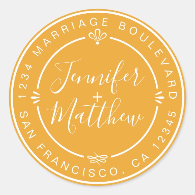 Sticker Rond Rustic Chic Mariage Monogramme Adresse de retour J (Devant)