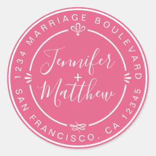 Sticker Rond Rustic Chic Mariage Monogramme Adresse de retour R