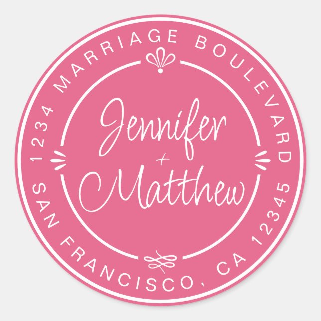 Sticker Rond Rustic Chic Mariage Monogramme Adresse de retour R (Devant)