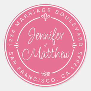 Sticker Rond Rustic Chic Mariage Monogramme Adresse de retour R