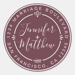 Sticker Rond Rustic Chic Mariage Retour Adresse Bourgogne