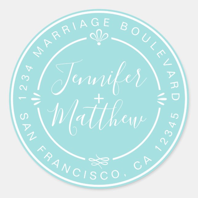 Sticker Rond Rustic Chic Monogrammes Noms Retourner Adresse Ble (Devant)