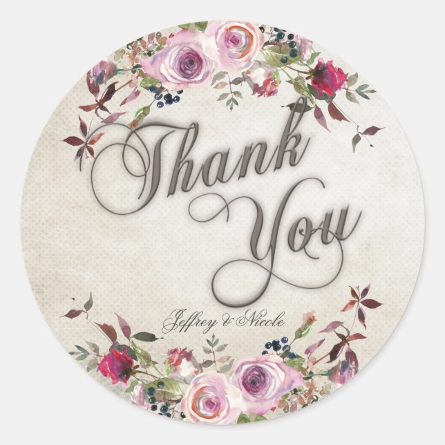 Sticker Rond Rustic Country Grange Mariage Peonies Mason Jar (Devant)