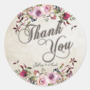 Sticker Rond Rustic Country Grange Mariage Peonies Mason Jar