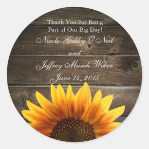 Sticker Rond Rustic Country Mariage personnalisé Bois et tourne