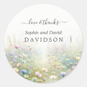 Sticker Rond Rustic Country Watercolor Fleur sauvage Mariage