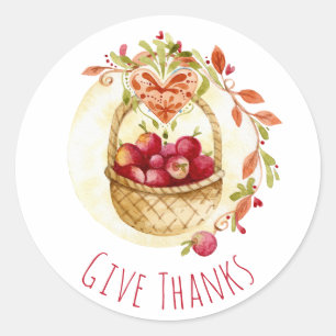 Sticker Rond Rustic Donner Merci Cottage Core Thanksgiving