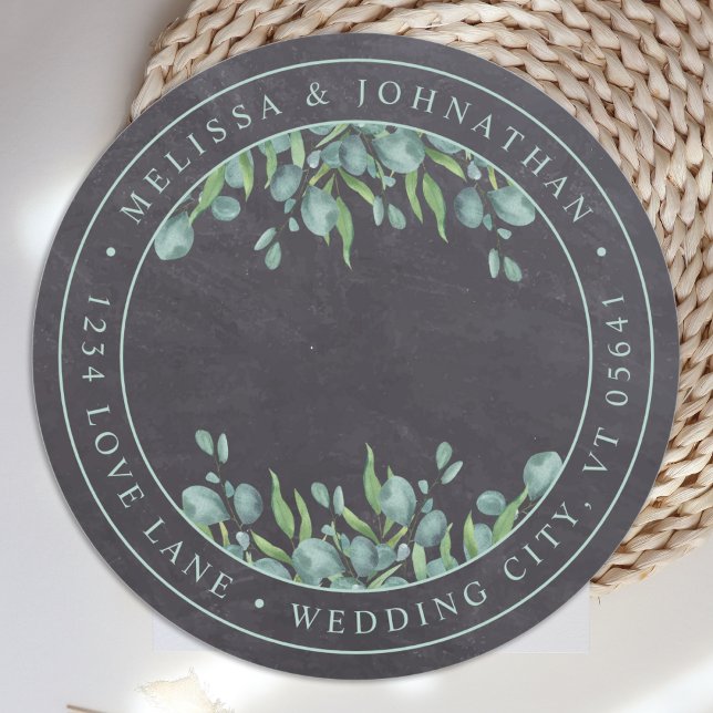 Sticker Rond Rustic Eucalyptus Greenery Adresse de retour (Créateur téléchargé)