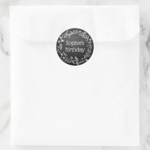 Sticker Rond Rustic Farmhouse Chalkboard Anniversaire de enfant