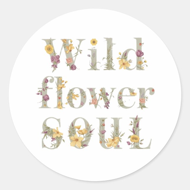 Sticker Rond Rustic Free Spirit Botanical Typography (Devant)