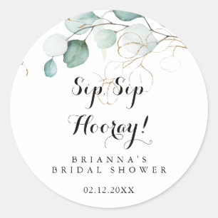Sticker Rond Rustic Gold Floral Sip Sip Hooray Réception de Mar