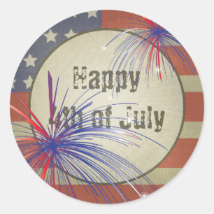 Sticker Rond Rustic Happy, le 4 juillet