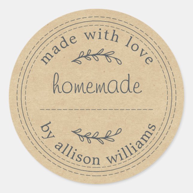 Sticker Rond Rustic Kraft Fait Maison (Devant)
