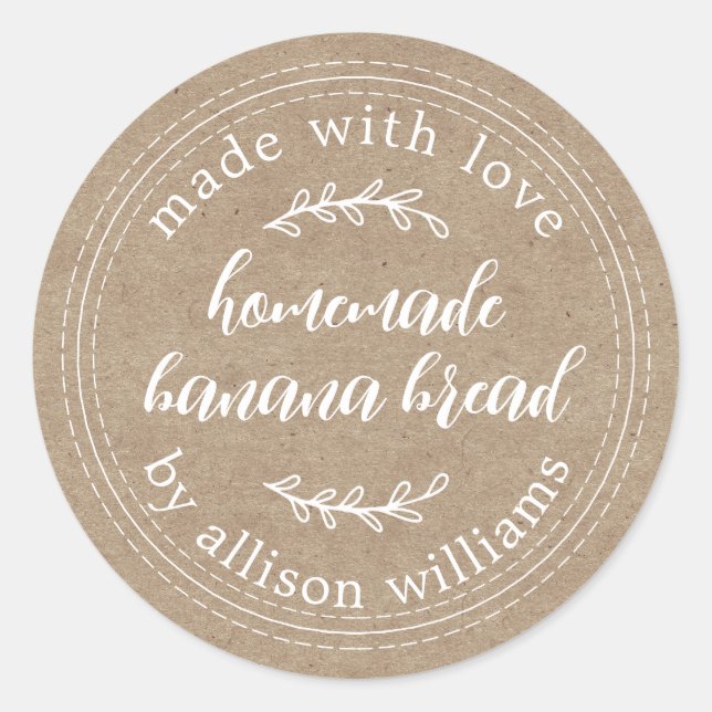Sticker Rond Rustic Kraft Homemade Banana Bread  (Devant)