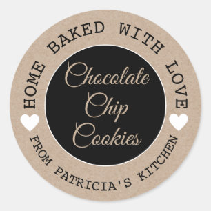 Sticker Rond Rustic Kraft Maison Cuite Avec Love Choco Cookies