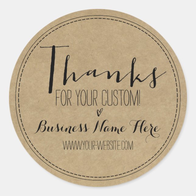 Sticker Rond Rustic Kraft "Merci Pour Votre Personnalité !" Bus (Devant)