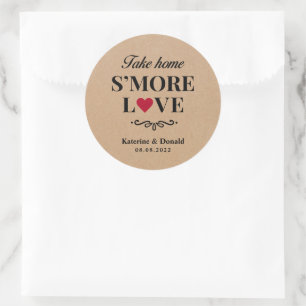 Sticker Rond Rustic Kraft S'more Love Mariage