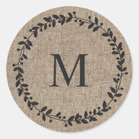 Rustic Laurel Wreath Farmhouse Style Monogramme