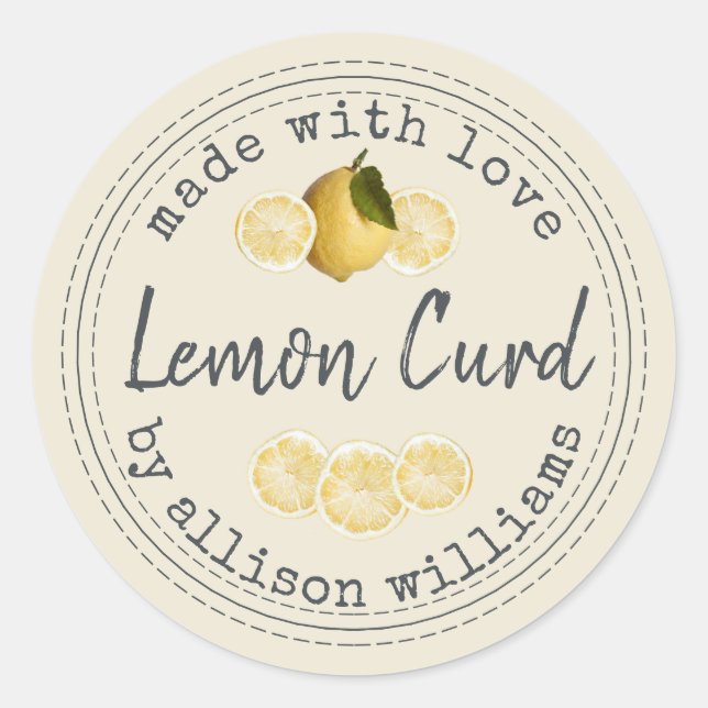Sticker Rond Rustic Lemon Curd Homemade (Devant)