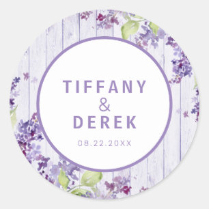 Sticker Rond Rustic Lilac Mariage