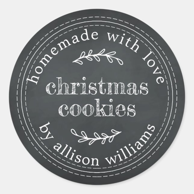 Sticker Rond Rustic Maison de Noël Cookies Chalkboard (Devant)