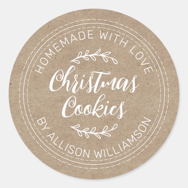 Sticker Rond Rustic Maison de Noël Cookies Kraft (Devant)