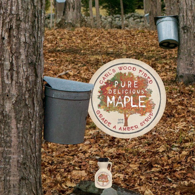 Sticker Rond RUSTIC MAPLE couleurs automne sirop d'érable kraft (Créateur téléchargé)