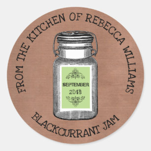 Sticker Rond Rustic Mason De la cuisine de   Jam ou Jelly