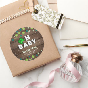 Sticker Rond Rustic Oh Baby St. Patrick's Day Baby shower