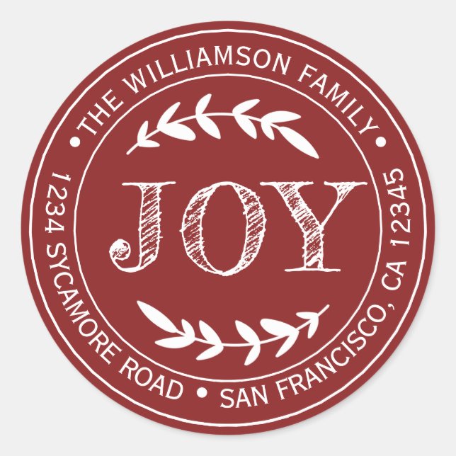 Sticker Rond Rustic Red White Christmas Return Address (Devant)