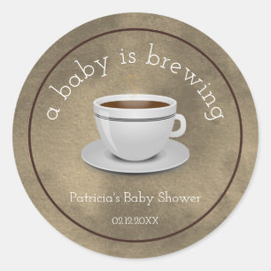 Sticker Rond Rustic Un Bébé Brûle Le Baby shower De Tea Party