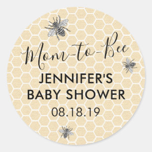 Sticker Rond Rustic Vintage Maman à Bee Baby shower