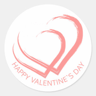 Sticker Rond Rustic Wood Valentine`s Day Two Rose Heart
