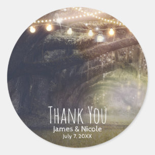 Sticker Rond Rustic Woods Enchanted Forest & Lumières Mariage