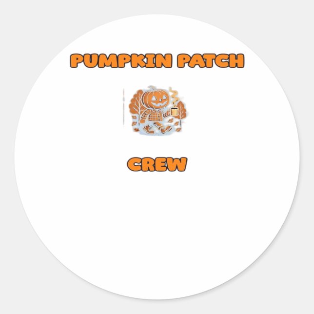 Sticker Rond Rustique Automne Citrouille Floral Feuille Classiq (Devant)