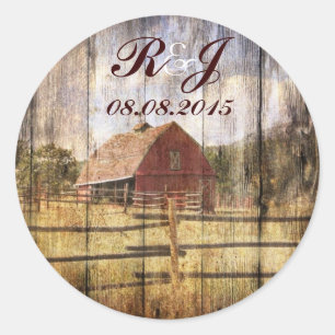 Sticker Rond rustique automne ouest pays rouge grange mariage