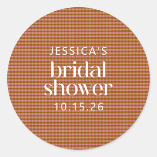 Sticker Rond Rustique Automne Plaid Fête des mariées géométriqu