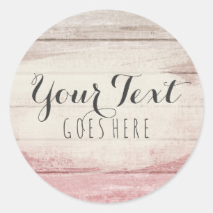 Sticker Rond Rustique Bois Blush rose Ombre Chic Cottage Chic