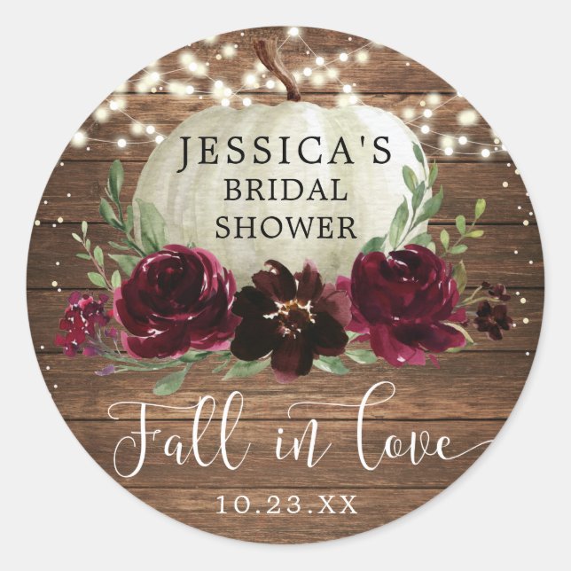 Sticker Rond Rustique Bois Bourgogne Citrouille Merci Favoriser (Devant)