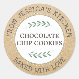 Sticker Rond Rustique Cuisiné Avec Amour Baking Cadeau