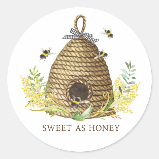Sticker Rond Rustique Doux Comme Miel Bee Hive Verre (Devant)