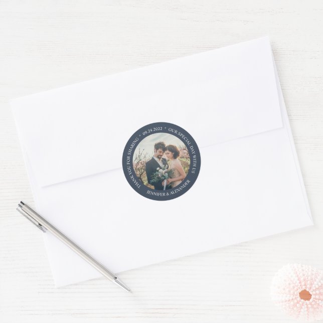 Sticker Rond Rustique élégant mariage Merci photo en faveur (Enveloppe)