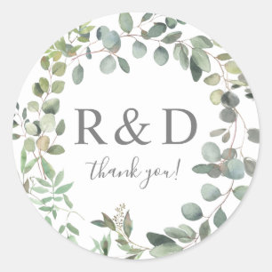 Sticker Rond Rustique Eucalyptus Duo Merci