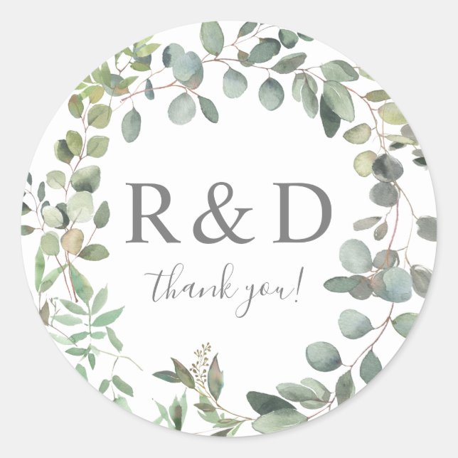 Sticker Rond Rustique Eucalyptus  Duo Merci (Devant)