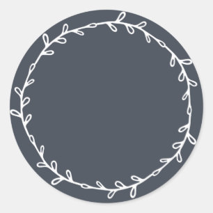 Sticker Rond Rustique fait maison bleu foncé Écrire sur