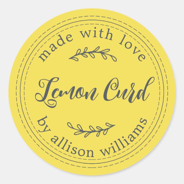Sticker Rond Rustique fait maison citron jaune curé (Devant)