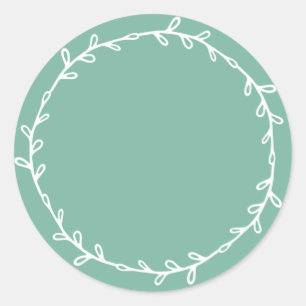 Sticker Rond Rustique fait maison Dusty Jade Green Écrire sur