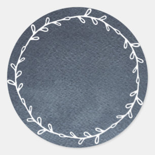 Sticker Rond Rustique fait maison en bleu profond Écrire sur bl