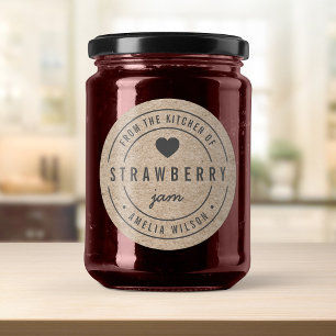 Sticker Rond Rustique Faux Kraft Gras De la Cuisine de